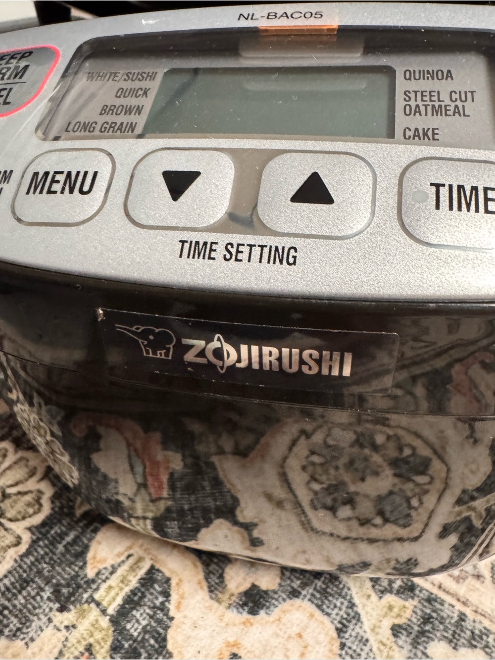 Zojirushi Silver and Black Rice Cooker - Stainless Control Panel